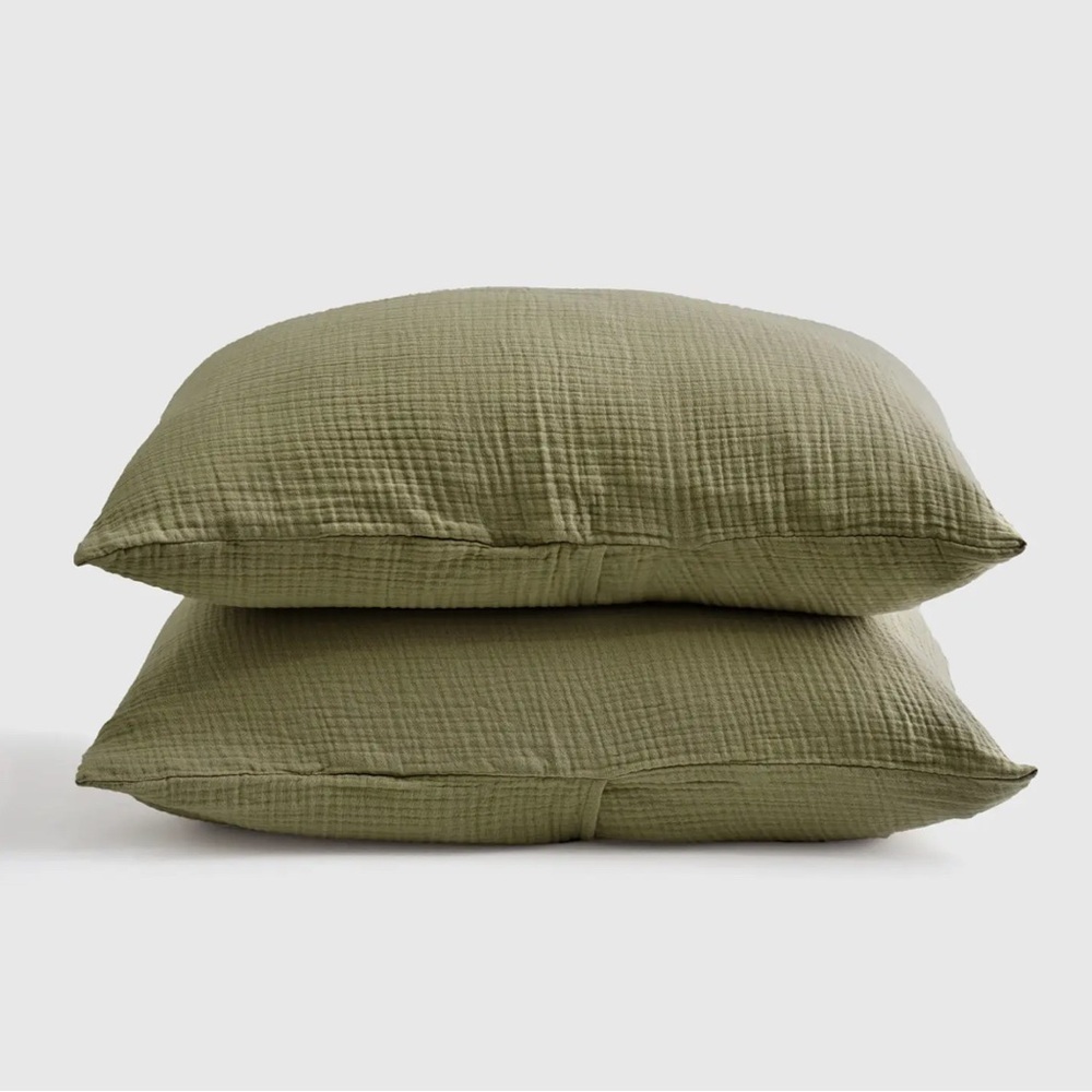NWOT Quince Organic Airy Gauze King Sham Set of 2 in Olive